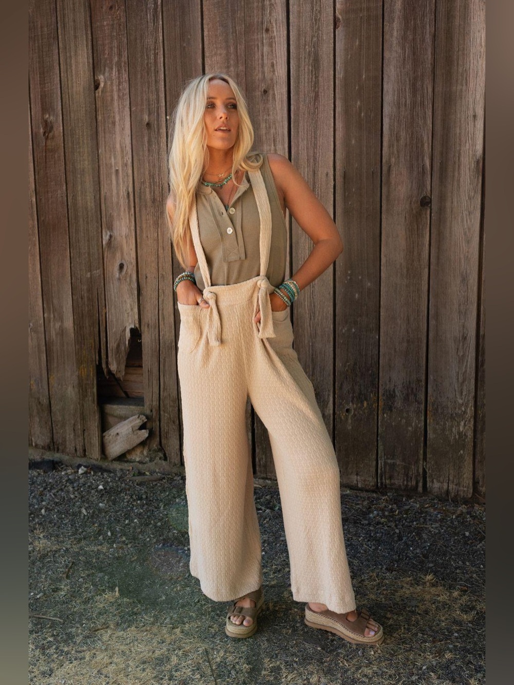 Three Bird Nest Lilia Knit Jumpsuit Wide Leg Textured Boho Chic Comfy Slouchy